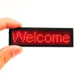 44x11 Pixels Red LED Name Tag, Rechargeable LED Business Card Screen with USB Programming Digital Sign Display for Restaurant Shop Exhibition Nightclub Hotel