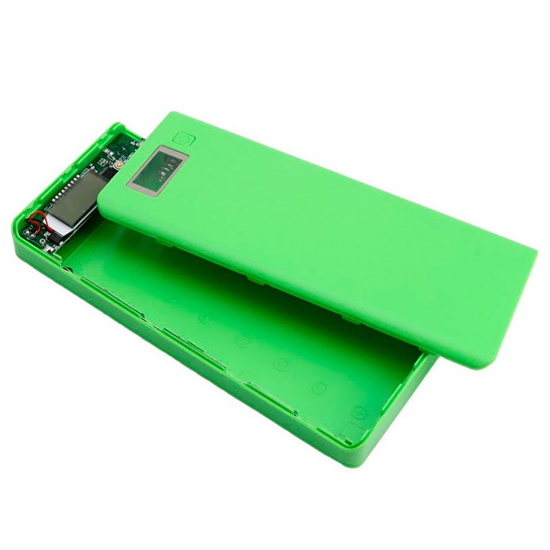 DIY Dual USB Power Bank Shell Box Portable 8x18650 External Battery Power Bank Case with LCD Display (No Battery) green 5V 2A DIY Dual USB Power Bank Shell Box Portable 8×18650 External Battery Power Bank Case with LCD Display (No Battery) Green - Image 1