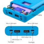5V 2A DIY Dual USB Power Bank Shell Box Portable 8x18650 External Battery Power Bank Case with LCD Display (No Battery) Blue - Image 2
