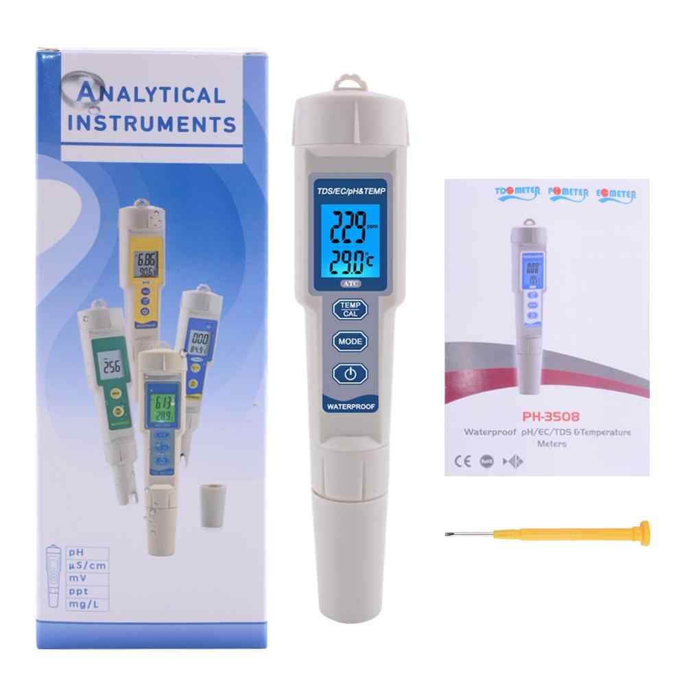 New-4-in-1-TDS-PH-Meter-PH-TDS-EC-Temperature-Meter-Digital-Water-Quality-Monitor in bd PH-3508 TDS / EC / pH / Temperature Meter - Image 1